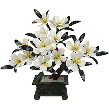 Imagem de KUYBTU Árvores artificiais, plantas, bonsai artificial, árvore de jade, orquídea branca, bonsai, vaso de plantas artificiais para decoração de casa, escritório, plantas artificiais, bonsa