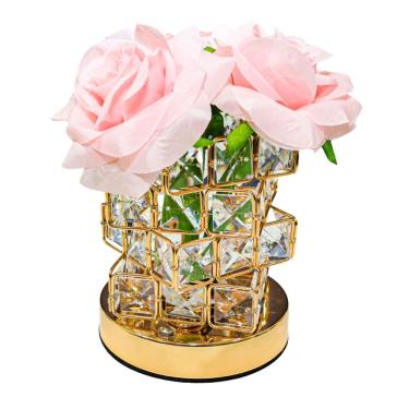 Imagem de Luminária de Mesa Abajur Decorativa Rosas Led 3W 3 em 1 Recarregável