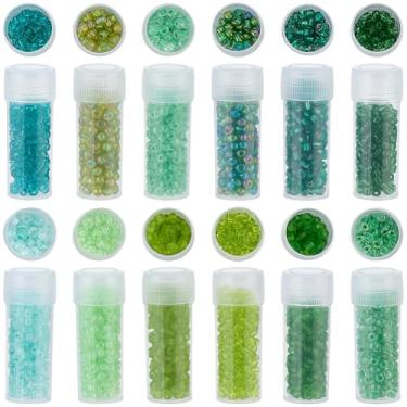 Imagem de SUNNYCLUE 12 frascos 120 g 3 mm contas de semente de vidro contas de semente azul verde cristal vidro redondo 8/0 cintura amizade espaçador solto para artesanato joias suprimentos pulseiras colares