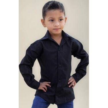 Imagem de Camisa Social Infantil E Juvenil Manga Longa Lisa - Maximus, Preto, 6