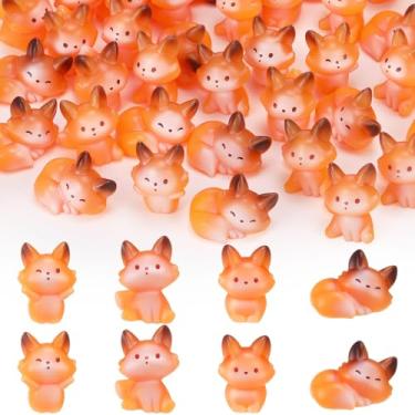 Imagem de Geelin 60 peças mini figuras de raposa de resina, estatuetas de raposas a granel, miniaturas da floresta, bandeja de mesa, estátua de animais da floresta, lembrancinhas de animais para casa, mesa