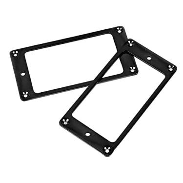 Imagem de ZJchao Quadro de Captador de Guitarra Elétrica, 2 Peças de Metal, Humbucker, Anel de Montagem, Substituição, Brilhante, Decorativo, Peça Diy para Guitarristas Luthiers (Preto)