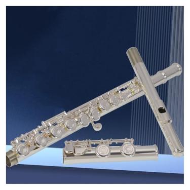 Imagem de Flauta para instrumento de flauta 16/17 furo fechado C Tune Practice tocando flauta instrumento de sopro cobre branco (16 furos)