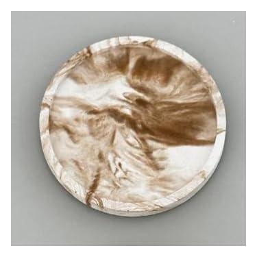 Imagem de Bandeja Decorativa Artesanal em Concreto Celular - Formato Oval, Multiuso para Mesa/Banheiro/Cozinha (Antimanchas e Resistente à Umidade)(Redonda Mármore Caramelo -11CM)