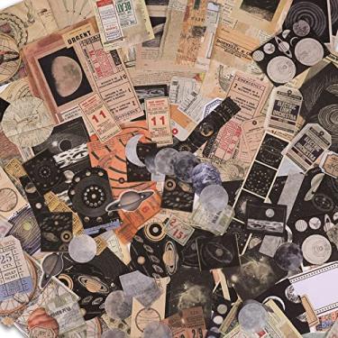 Imagem de Pacote de suprimentos para álbum de recortes (200 peças) para agenda de arte Bullet Junk Journal Supplies Planners DIY Vintage Kits de artesanato Caderno Colagem Álbum Molduras Estéticas (Celestial)