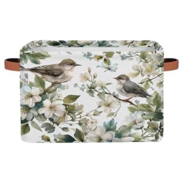 Imagem de hongjinglin Cestos pequenos de armazenamento de pássaros retrô com alças caixas de armazenamento de brinquedos infantis organizador de cubo de tecido dobrável para berçário, sala de estar, quarto