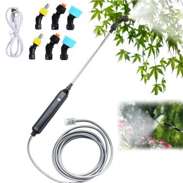 Imagem de Pulverizador Elétrico Portátil para Jardim Bomba Agrícola USB Recarregável com 6 Bicos Preto para Irrigação de Plantas
