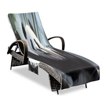 Imagem de ATTX Linda capa de toalha de cadeira de sala de estar panda – Capa de cadeira de praia antiderrapante 215,9 x 76,2 cm para uso ao ar livre, jardim, hotel e espreguiçadeiras #371