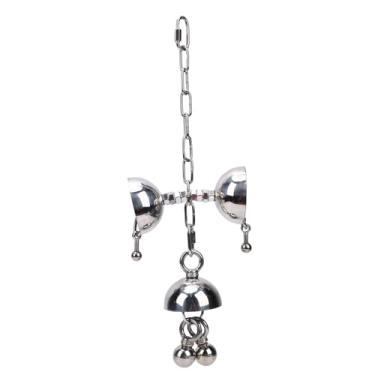 Imagem de YOUTHINK Brinquedo de Sino de Papagaio de Aço Inoxidável, Brinquedo de Mastigar Pássaros Grandes Com Sino para Cacatuas de Araras, de Quebra-cabeça Suspenso Interativo para Aliviar o Tédio e