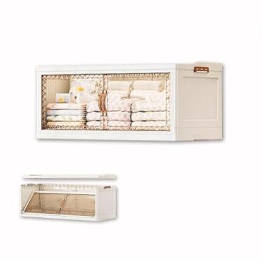 Imagem de SPXMQSS Caixas de armazenamento com tampas grandes, caixas de armazenamento empilháveis de plástico com abertura frontal, caixas de armazenamento dobráveis caixas transparentes com porta e rodas para