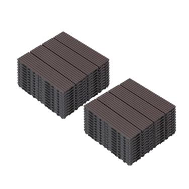 Imagem de Telhas de deck compostas, tapetes interligados com resistente ao desgaste antiderrapante para terraço terraço varanda 30 x 30 cm A4 20 peças