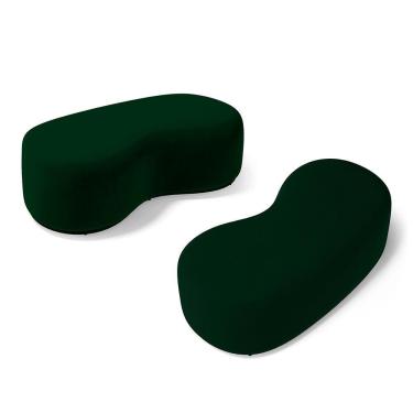 Imagem de Kit 02 Puffs Decorativos Living Aisha Orgânico 02 Lugares Veludo Verde Escuro - Desk Design