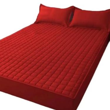 Imagem de Capa Protetora de Colchão Impermeável Matelado Com Elástico para Cama| Proteção Antivazamentos, Antialérgica e Respiravel | Fácil de Colocar e Lavar na Máquina(vermelho)