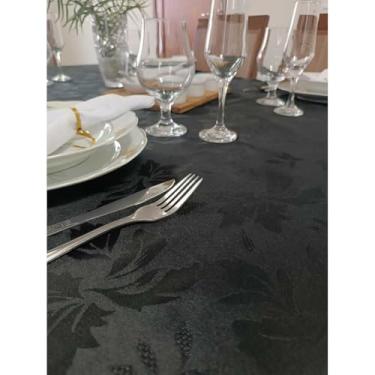 Imagem de Toalha de Mesa Jacquard Rústica para 4 a 12 Lugares – Toalha de Mesa Decorativa para Sala de Jantar e Cozinha (PRETO,6LUGARES)