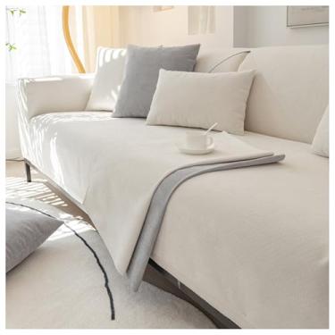 Imagem de SPXMQSS Capa de sofá para sofá seccional, macia, de chenille, capa universal antiderrapante para sofá de 1/2/3/4 lugares, protetor de móveis em forma de L 110 x 210 cm