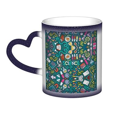 Imagem de Caneca de café divertida com tema de ciência de desenho animado, copo de cerâmica que muda de cor sensível ao calor 12 Oz, para café/chá/leite/cacau, para adolescente/aniversário/festival/presentes