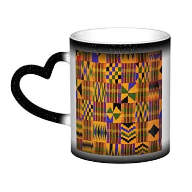 Imagem de Copo de café divertido de tecelagem africana, xícara de cerâmica mágica sensível ao calor que muda de cor, 12 Oz, para café/chá/leite/cacau, para adolescente/aniversário/festival/presentes