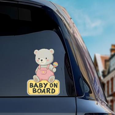 Imagem de Leniutor 1 adesivo refletivo de bebê a bordo para carros, placas de segurança fofas refletivas de alta intensidade, vinil à prova d'água, decalque de segurança para dirigir à noite para para-choque de