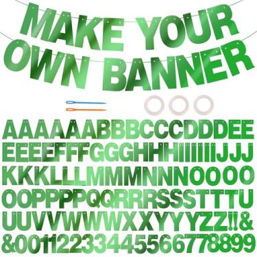 Imagem de BEISHIDA Kit de 116 faixas de letras DIY com glitter, faça seu próprio banner, incluindo 111 letras e números, 3 cordas e 9 dispositivos de rosqueamento, personalizado para decoração de aniversário