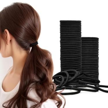 Imagem de 70 peças de laços de cabelo elásticos pretos para mulheres – faixas de borracha reutilizáveis e elásticos sem danos, suportes de rabo de cavalo macios e elásticos para tranças, ioga, academia