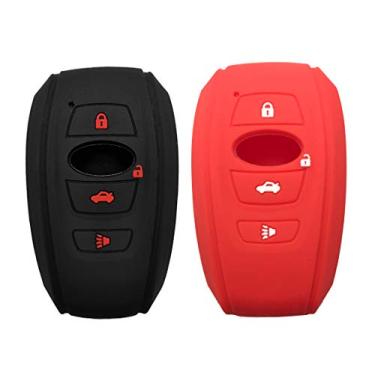 Imagem de 2 peças de capa protetora para chave Fob Fit for 2018 2017 Subaru Outback Legacy Forester Sti XV Crosstrek Impreza BRZ WRX Keyless Entry Remote Fob Skin HolderArruweer vermelho A09GJT