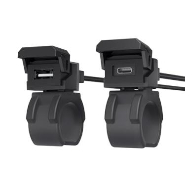 Imagem de Akozon Adaptador de Energia para Motocicleta Com Portas USB-C PD de 30 W e Portas USB-A de 18 W para ATV Trike, Tomada Montada No Guiador de 12 V-24 V para Telefones, Tablets,