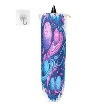 Imagem de xigua Suporte de plástico para saco de plástico Via Láctea, suporte de parede com cordão, pacote com 2, bolsa de compras reutilizável, decoração organizadora para bolsas, meias, roupas íntimas e