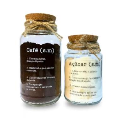 Imagem de Jogo 2 Potes Herméticos de Vidro 500ml e 750ml com Tampa de Rolha Açúcar e Café(Café Açúcar)