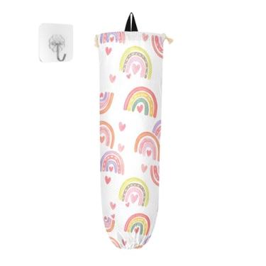 Imagem de xigua Suporte de plástico colorido para saco de plástico de arco-íris com cordão, pacote com 2, organizador de sacolas de compras reutilizáveis, decoração para bolsas, meias, roupas íntimas e gravatas