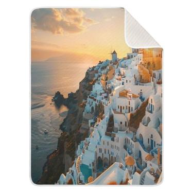 Imagem de xigua Edifícios brancos cobertor de algodão para bebês, cobertor leve e macio para recepção e cobertor para berço, carrinho de bebê, cobertores de berçário, 76 x 101 cm