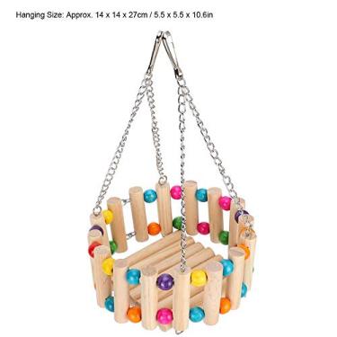 Imagem de Acouto Listagem Rede de Chinchila de Madeira - Hamsters de Brinquedo Pendurados, Papagaios, Esquilos e Pequenos Animais de Estimação Com Contas Coloridas, Design Respirável, Brinquedo de Mastigar