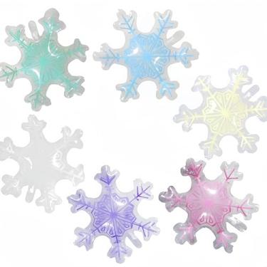 Imagem de 6Pcs Snowflakes Balloons for Christmas New Year/Snowflakes Balloons for Wonderland Birthday/Frozen Themed Party/Holographic Groovy Party/Bars Stores Winter Xmas Decor (Color Mixing)