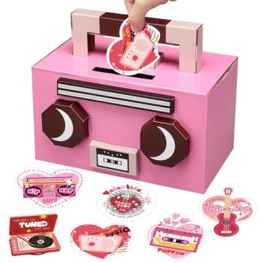Imagem de Eaasty Retro Radio Valentine Boxes for Kids DIY Valentines Day Mailbox Kits with 32 Music Theme Valentine Cards for School Classroom Boys Girls Gifts Exchange & Greeting Craft Party Favor