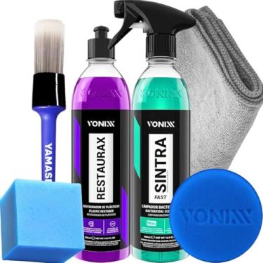 Imagem de Kit Para Limpeza e Revitalização de Plasticos Externos Sintra Fast Limpador Bactericida para Plásticos + Restaurax Renov