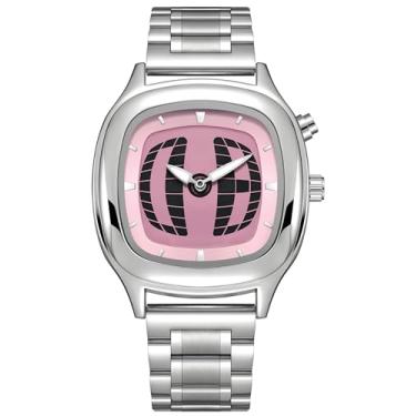 Imagem de MASTOP Relógio analógico moderno de aço inoxidável com mostrador colorido exclusivo – elegante e preciso para uso diário, Prateado, rosa, Relógio masculino masculino fashion exclusivo com mostrador