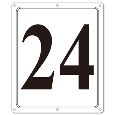 Imagem de i-CowFun Placa numerada de metal premium ao ar livre, refletiva de 30,5 x 25,4 cm placas numeradas de alumínio grandes 24 para estacionamento, quadra de tênis, campo, armazém, corredor, edifício, doca