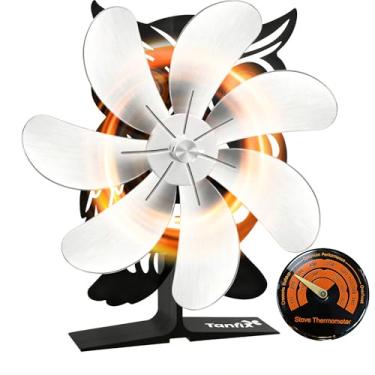 Imagem de Tanfix Ventilador de fogão a lenha de 6 lâminas, ventilador de lareira com design de coruja movido a calor com termômetro silencioso eficiente circulação de ar quente durável ventilador de fogão