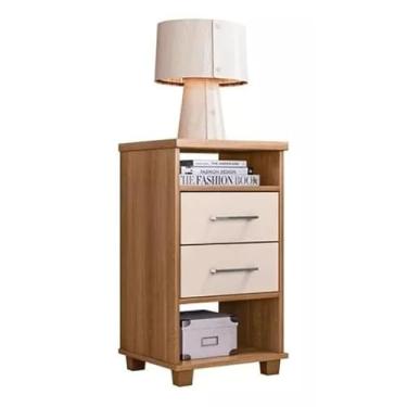 Imagem de Mesa de Cabeceira para Quarto 2 Gavetas Valente Cedro Areia - Saga Decor