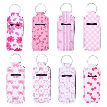 Imagem de Wanmu Porta-batom, 8 peças, porta-batom, fofo, rosa, bolso, protetor labial, organizador portátil para lustro labial para mulheres, meninas, presente