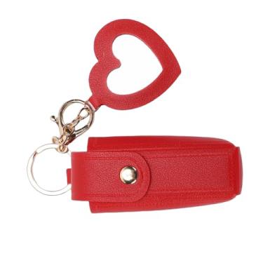 Imagem de Zerodis Bolsa de Bálsamo Labial de Couro Pu, Porta-chaves de Cosméticos Com Espelho, Bolsa de Suporte de Batom de Toque Confortável para Mulheres, Itens Essenciais de Viagem 3,54X1,18In de Bálsamo