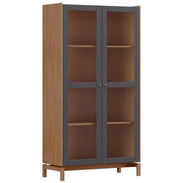 Imagem de Cristaleira Para Sala De Jantar Bar 2 Portas Vidro 100cm Esdras F06 Tauari Concret - Lyam Decor