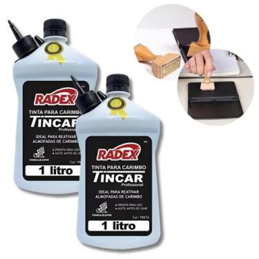Imagem de Kit 2 Tinta Para Almofada De Carimbo Tubo 1 Litro Cada Preta Secagem R