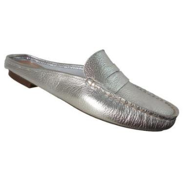 Imagem de Mocassim Feminino Couro Legítimo Prata Pesponto-Feminino