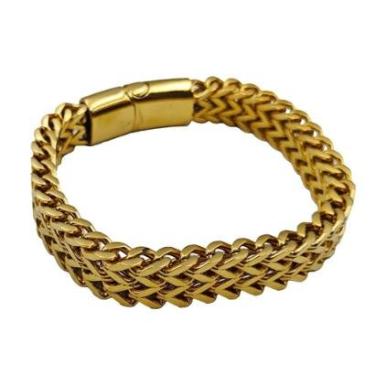 Imagem de Pulseira Masculina Bracelete Grossa Largura De Aço Inox Resistente-Unissex