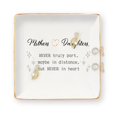 Imagem de Presentes de aniversário para mãe e filha - Presentes de mãe e filha da mãe bandeja de joias de cerâmica prato de joias prato de bugiganga de Natal Dia das Mães Presente de Ação de Graças para mães e