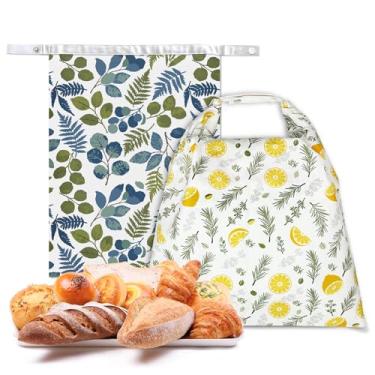 Imagem de Saco reutilizável de armazenamento de pão de cera de abelha, padrão floral com design de limão, solução de armazenamento ecológico para produtos frescos assados