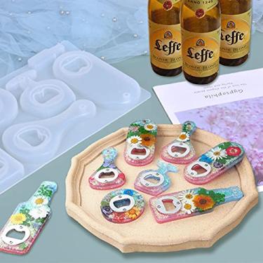 Imagem de Abridor de garrafas moldes de resina, kit de molde de silicone saca-rolhas, abridor de cerveja molde epóxi, chaveiro, decoração de casa, moldes artesanais de decoração DIY com 1 chave de fenda, 12