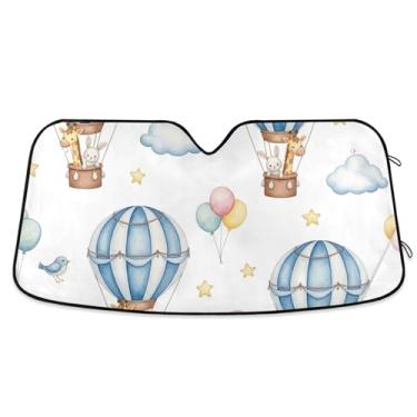 Imagem de Balões de ar quente protetor solar azul branco para para-brisa de carro dobrável caminhão para-brisa dianteiro retrátil automotivo S, 134,6 cm x 59,7 cm