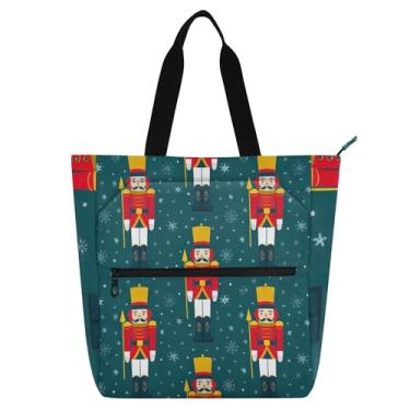 Imagem de GAIGEO Sacolas femininas de Natal, quebra-nozes, azul-marinho, para trabalho, lona, faculdade, escola, bolsas infantis, bolsas fofas, amantes de livros