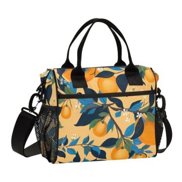 Imagem de GAIGEO Laranjas em uma lancheira amarela isolada para adultos, sacola ajustável, lancheiras térmicas para mulheres, M